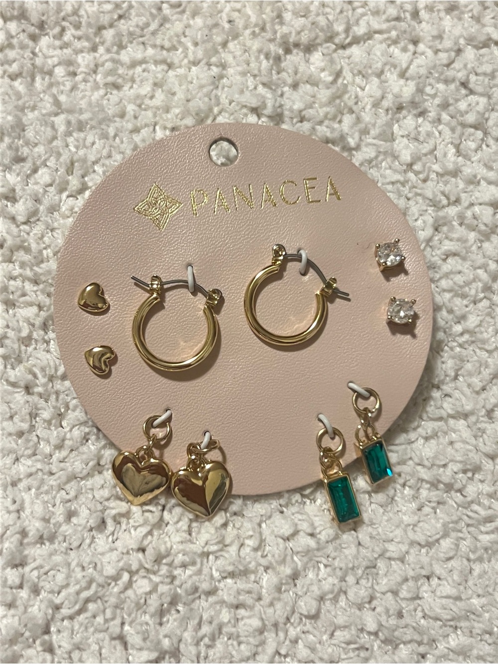 Panacea Cache Gold-Tone Earring Set with Green Crystal Drops
